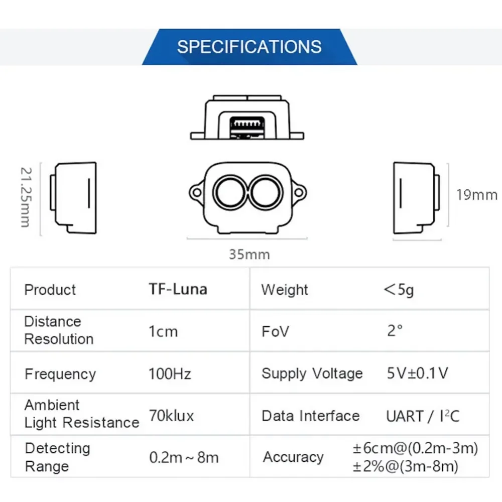 Benewake TF Luna LiDAR Mesafe  - Robot Remote Control incelemesi ve fiyatı